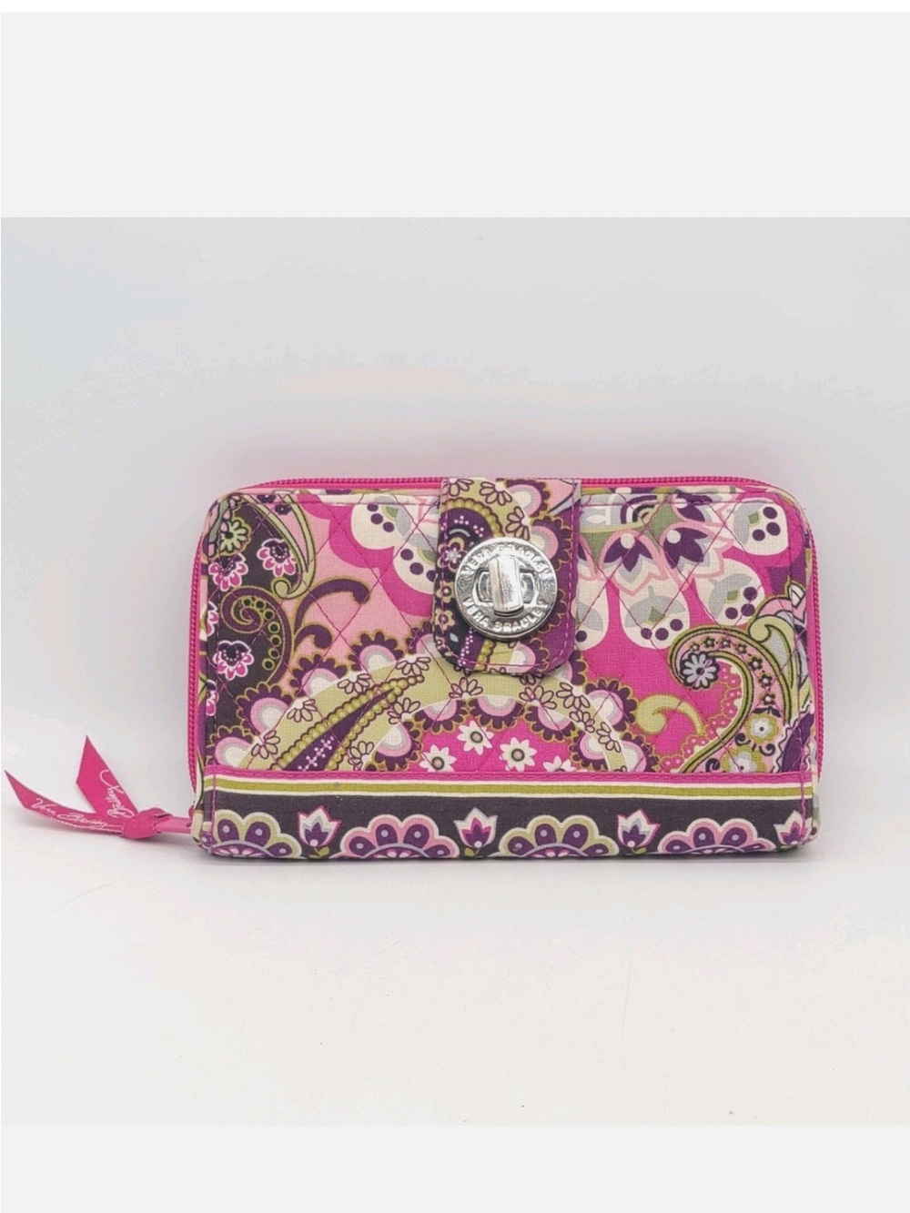 Z Vera Bradley Quilted Wallet Pink Berry Multicolor Paisley Zip Around Clutch